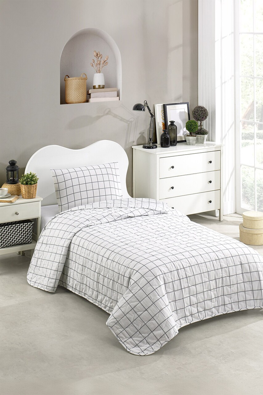 Cuvertura Single 155x200 cm, L'essentiel Maison, Artus, Gri/Alb - imagine 3